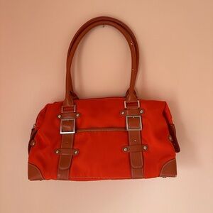 Orange Tote Handbag with Brown Trim - Women Bags